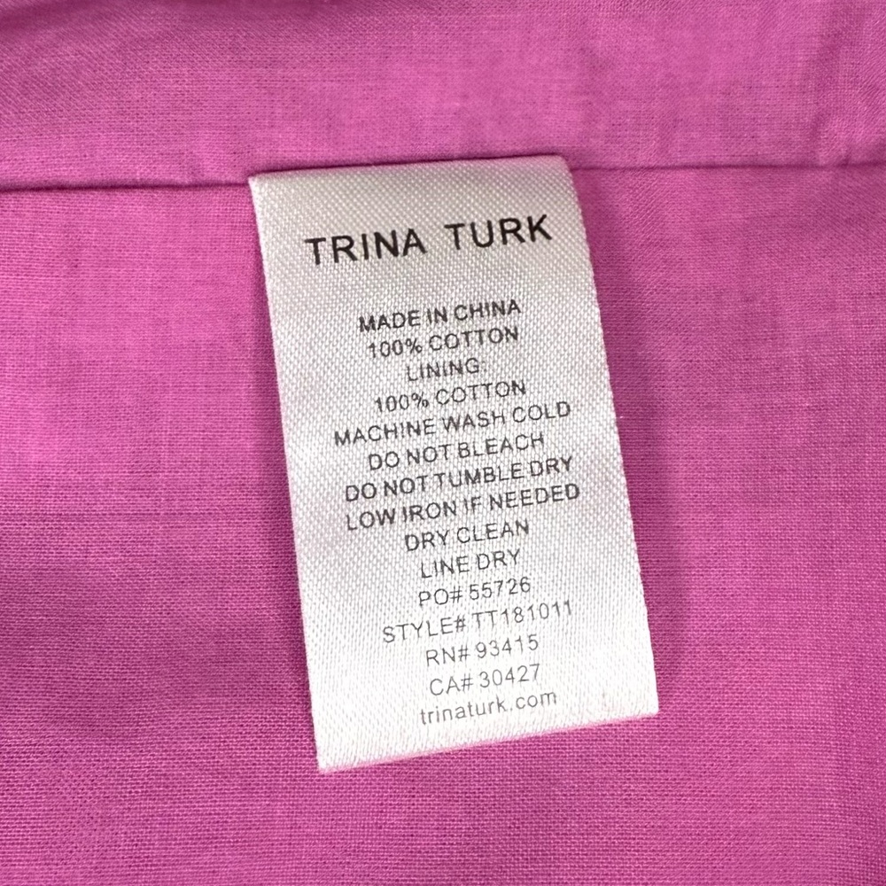 Trina Turk Pink Eyelet Off-Shoulder Sleeved Cotton Dress M NWT Party Wedding - Picture 9 of 9